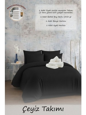 Moon Secret %100 Saten Premium Nevresim ve Havlu Seti 12 Farklı Renk Seçeneği 4 Parça Set 1