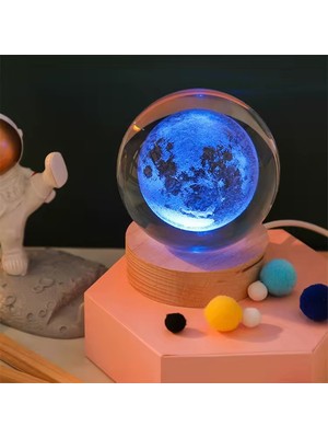 SHC4200 Ahşap Altlıklı Renk Değiştiren Dolunay Cam Küre