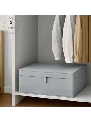 Venita Home 2 Adet Baza Boy Kapaklı Kutu Hurç ( Çamaşır-Saklama-Düzenleme Vb. ) Dolap İçi Düzenleyici, Kutu 50x40x19
