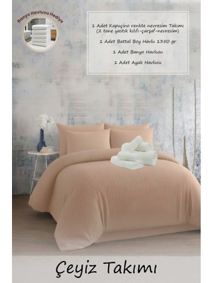 Moon Secret %100 Saten Premium Nevresim ve Havlu Seti 12 Farklı Renk Seçeneği 4 Parça Set 1