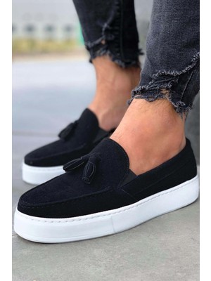 Bilfold Günlük Spor Klasik Ayakkabı  Siyah Süet (Beyaz Taban)