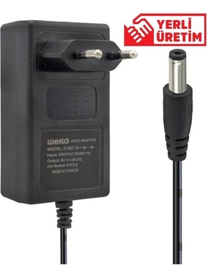 SHC4200 Weko 9 Volt 2 Amper Priz Tipi Plastik Kasa Adaptör 5.5*2.5 Uç
