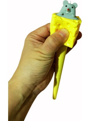 ÖZ OFİS Eğlenceli Peynir Jel Kalem - Sukuşi Kalem - Squishy Tükenmez Kalem - Peynir Fare Sıkmalı Kalem