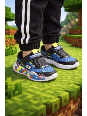 Minibonito Erkek Çocuk Anarok Taban Spor Ayakkabı – Renkli Piksel Desenli, Rahat ve Kaymaz"