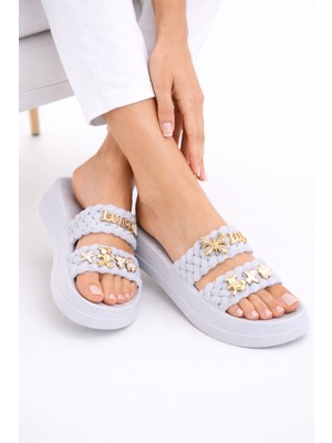 Wordex Lotus Eva-18 Plaj Havuz Bahçe Yazlık Günlük Taşlı Süslü Kadın Yazlık Terlik