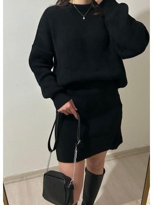  etekli triko takım siyah