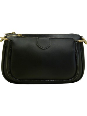 Gio&Mi Glorya Kadın Siyah Iki Bölmeli Fermuarlı Omuz ve Çapraz Ayarlanabilir Askılı Çanta