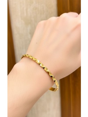 Kuyumcu Nurettin 15 gr (Gram) Aynalı Zikzak Çöp Bilezik 22 Ayar Altın Yatırımlık Işçiliksiz Altın