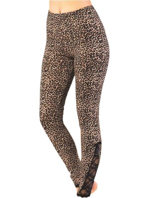 Lonca Tekstil Kadın Leopar Dantel Detaylı Tayt
