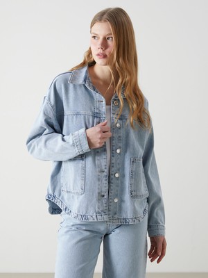 Lc Waikiki Yeni Sezon Oversize Kadın Jean Gömlek Ceket