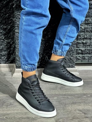 LTG Nova Yüksek Taban Ayakkabı C- Siyah (Beyaz Taban)