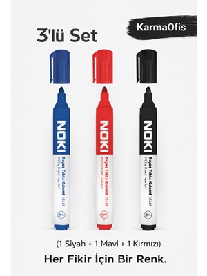 KarmaOfis Beyaz Tahta Kalemi 3’lü Set (1 Siyah + 1 Mavi + 1 Kırmızı)