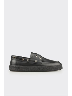 Elle Siyah Deri Erkek Günlük Ayakkabı