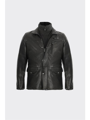 Elle Siyah Deri Erkek Ceket
