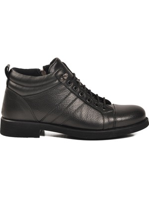 Ayakmod Siyah Hakiki Deri Kaymaz Taban Erkek Bot 02832 M