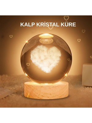 Epilons Kalpli Işıklı Cam Küre Ahşap Standlı Dekoratif Gece Lambası