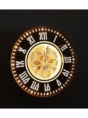 Turtcest Özel Tasarım Metal Çarklı Ledli Duvar Saati