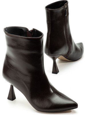 Zerenyus ZRİN-4701 Premium Kahverengi Kırışık Kare Topuk Günlük Kadın Bot