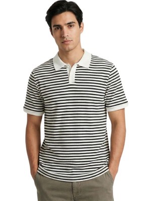 Trender Gipeli Waffle Yarım Patlı Yakalı Erkek T-Shirt 4053 Siyah