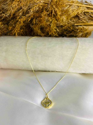 Generic 925 Ayar Gümüş Gold (Altın ) Renkli Sedefli  Kadın Kolye -  Çift Yönlü Model