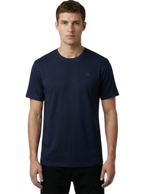 Trender O Yaka Enjeksiyon Logo Erkek T-Shirt 4028 Indigo