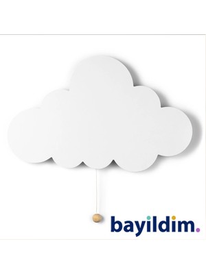 Han Clock Masal Arkadaşım Bulut  Ahşap LED Duvar Gece Lambası