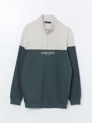 Lc Waikiki Yeni Sezon Dik Yaka Uzun Kollu Renk Bloklu Erkek Sweatshirt