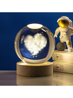 Turtcest Usb'li Ahşap Altlıklı Kalp Tasarımlı Cam Küre