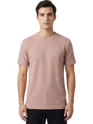 Trender Likralı Petek Süprem Erkek T-Shirt 2639 Pudra