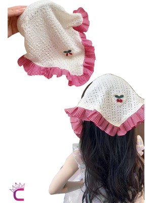 Cinderella Kız Çocuk Genç Kadın Bohem Kirazlı Pötikareli Taç Saç Bandı Toka - Desenli Saç Bandanası Eşarp Taç