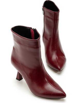 Zerenyus ZRİN-4701 Premium Bordo Kırışık Kare Topuk Günlük Kadın Bot