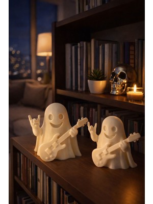 Novatech İnovasyon Gitar Çalan Hayalet Figürleri 2’li Dekoratif Set Masa Üstü Dekoru Ev Dekorasyonu Hediye Alternatifi