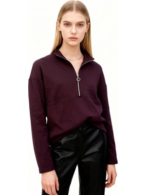 Rays 8249A Yarım Fermuarlı Sweat Mürdüm