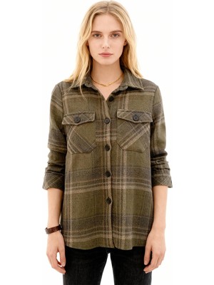 Rays 3126A Çift Çepli Ekose Gömlek Haki