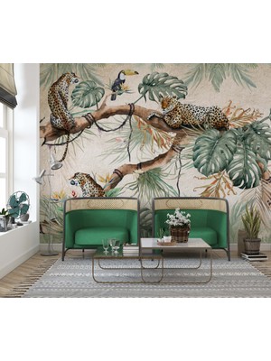 Grown Tropik Dallarda Leoparlar Duvar Kağıdı
