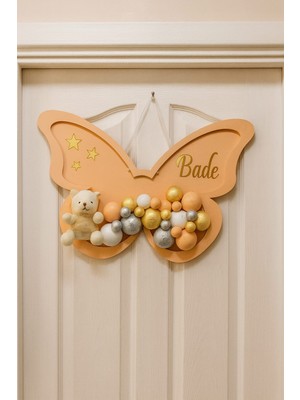 Yenidoğan Kelebek Figürlü Hoşgeldin Bebeğim Kapı Süsü Duvar Panosu