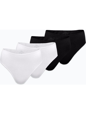 Malabadi Kadın Siyah Beyaz 4 lü Paket Modal Yüksek Bel String Tanga 4M178 178