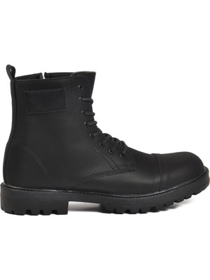 Conteyner Siyah Polarlı Fermuarlı Bağcıklı Kaymaz Erkek Bot 856 M