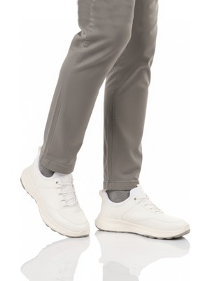 Conteyner Beyaz Elastik Bağcıklı Hafif Cilt Erkek Casual Ayakkabı 460 M