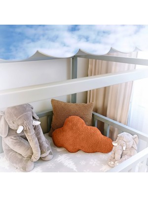 Puff Table Peluş Bulut Yastık Kırlent Içi Dolgulu Koyu Kahve (Tarçın) Teddy Kumaş Büyük Boy