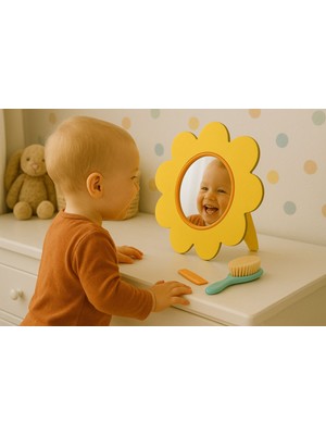 Çocuk Odası Sevimli Masa Üstü Çiçek Figürlü Ayna