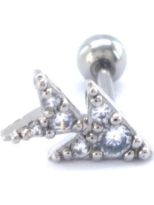 Bz Burgu Zincir 316L Çelik Zirkon Taşlı Ağaç Piercing PRC-192