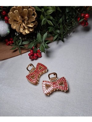 Twinroots Metal Kırmızı Taşlı 2li Mandal Toka