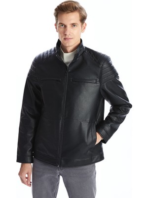 Lc Waikiki Yeni Sezon Standart Kalıp Dik Yaka Erkek Deri Görünümlü Ceket