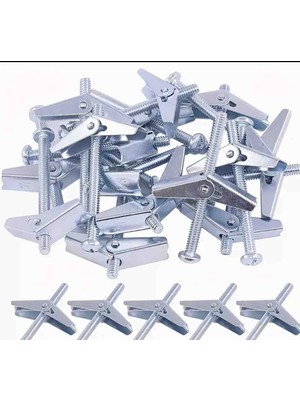 Rayko 80 Adet 4X80 Çelik Paraşüt Alçıpan Tavan Dübeli Korniş Dübeli Kelebek Dübel Kanatlı Dübel