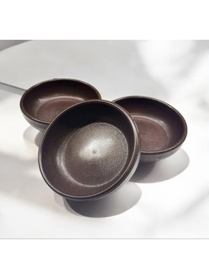 Trend Home Life 3 Adet Plastik Ahşap Görünümlü Cips ve Çerezlik, Kase Çap: 10 Cm, Derinlik: 3 cm