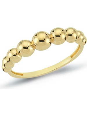 Oroline Kuyumculuk 14 Ayar Boncuk Desenli Altın Kadın Yüzük