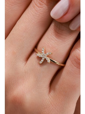 Oroline Kuyumculuk 8 Ayar Yıldız Desenli Kadın Altın Yüzük