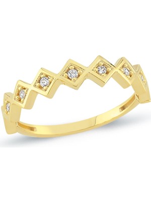 Oroline Kuyumculuk 14 Ayar Trend Taşlı Kadın Altın Yüzük