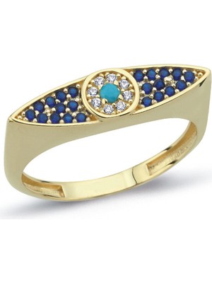 Oroline Kuyumculuk 14 Ayar Renkli Taşlı Altın Kadın Yüzük